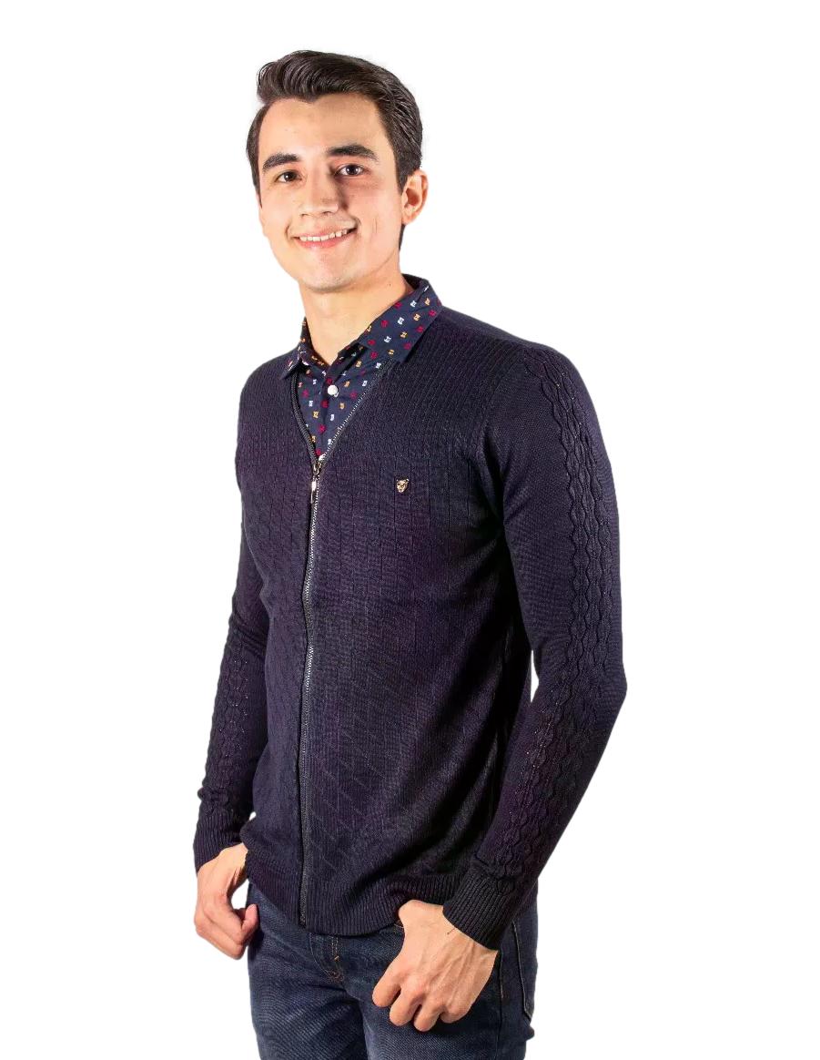 Sweter Para Hombre Con Media Camisa Marca Moderno Navy