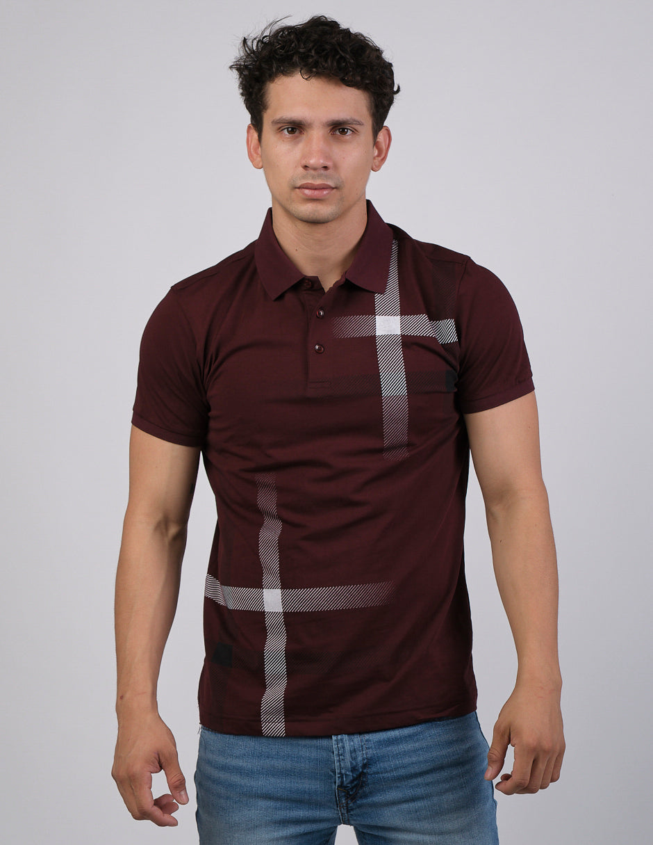 Playera Para Hombre Marca Pavini PT-1004 Burgundy