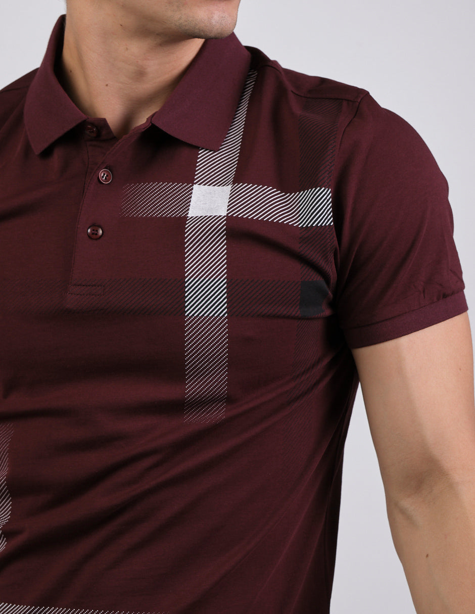 Playera Para Hombre Marca Pavini PT-1004 Burgundy