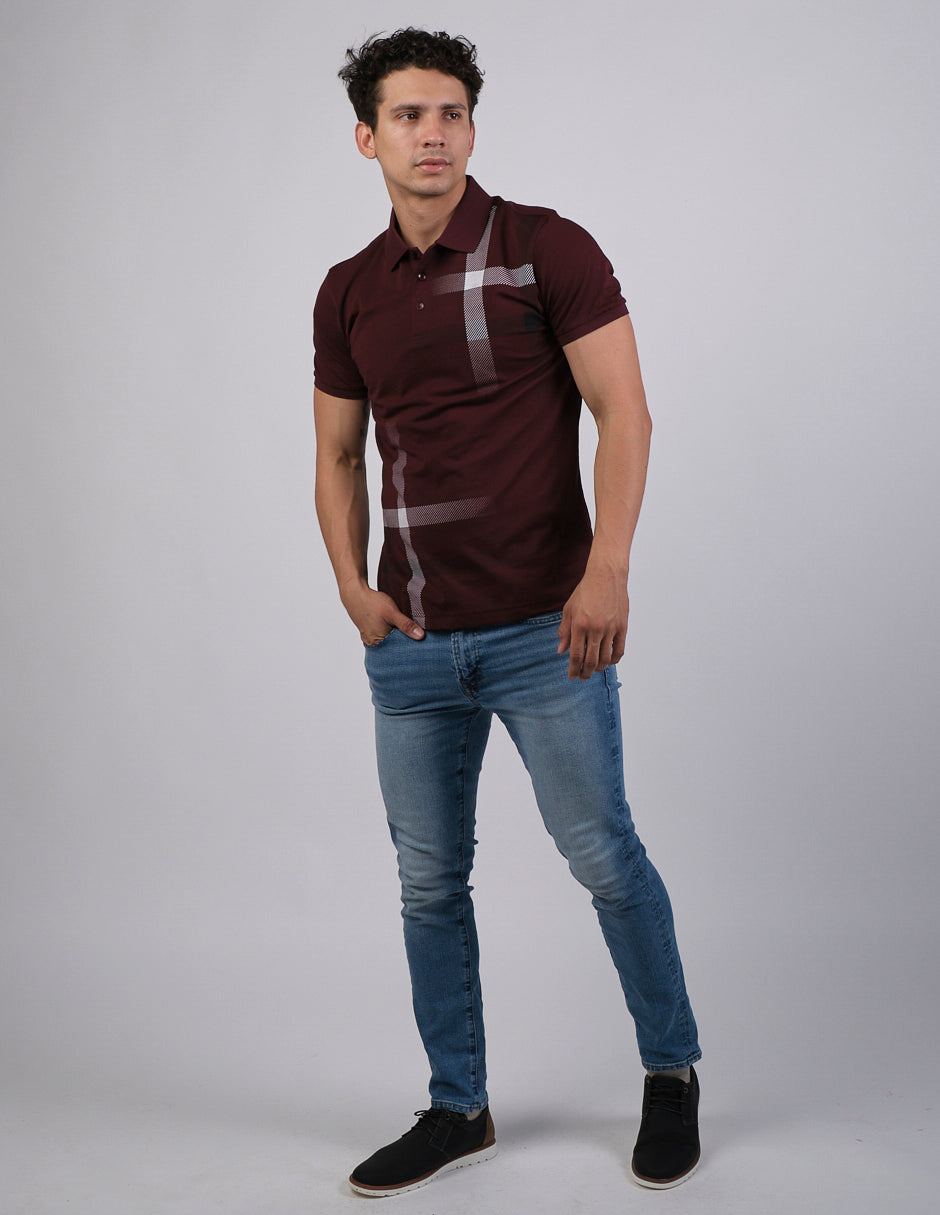 Playera Para Hombre Marca Pavini PT-1004 Burgundy