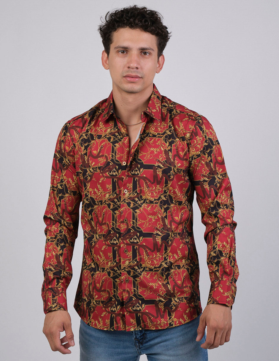 Camisa Para Hombre Marca Benziny LS5048-RED