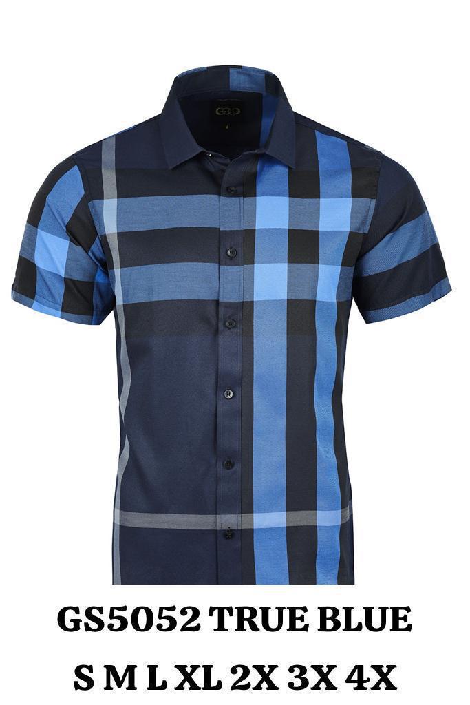 Camisa Para Hombre Manga Corta Marca Benziny SHS5052-True Blue