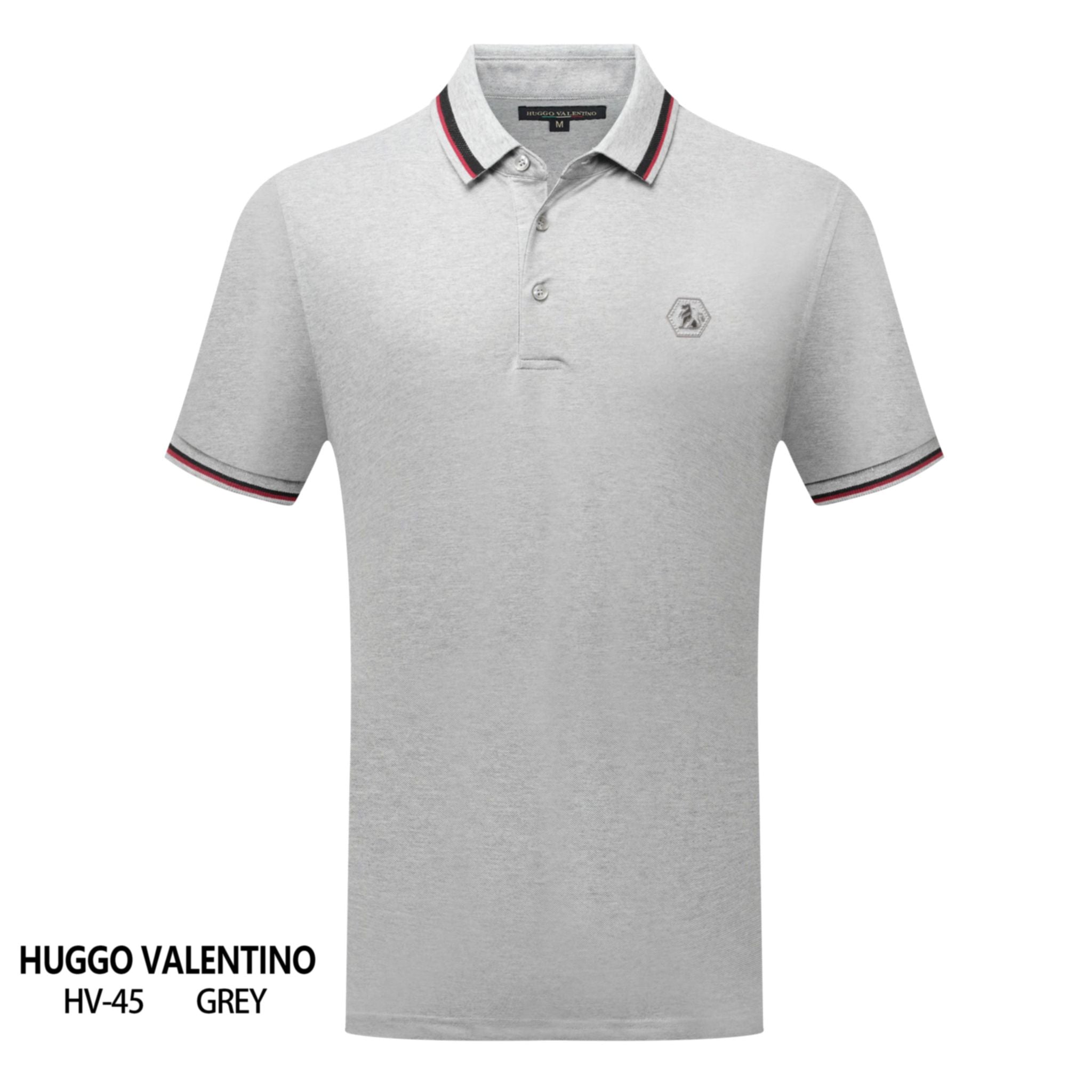 Playera Polo Para Caballero Marca Huggo Valentino HV-45-Grey