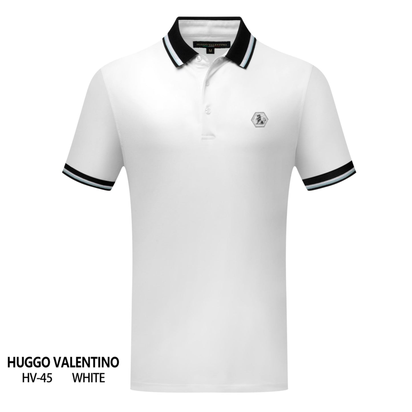 Playera Polo Para Caballero Marca Huggo Valentino HV-45-White