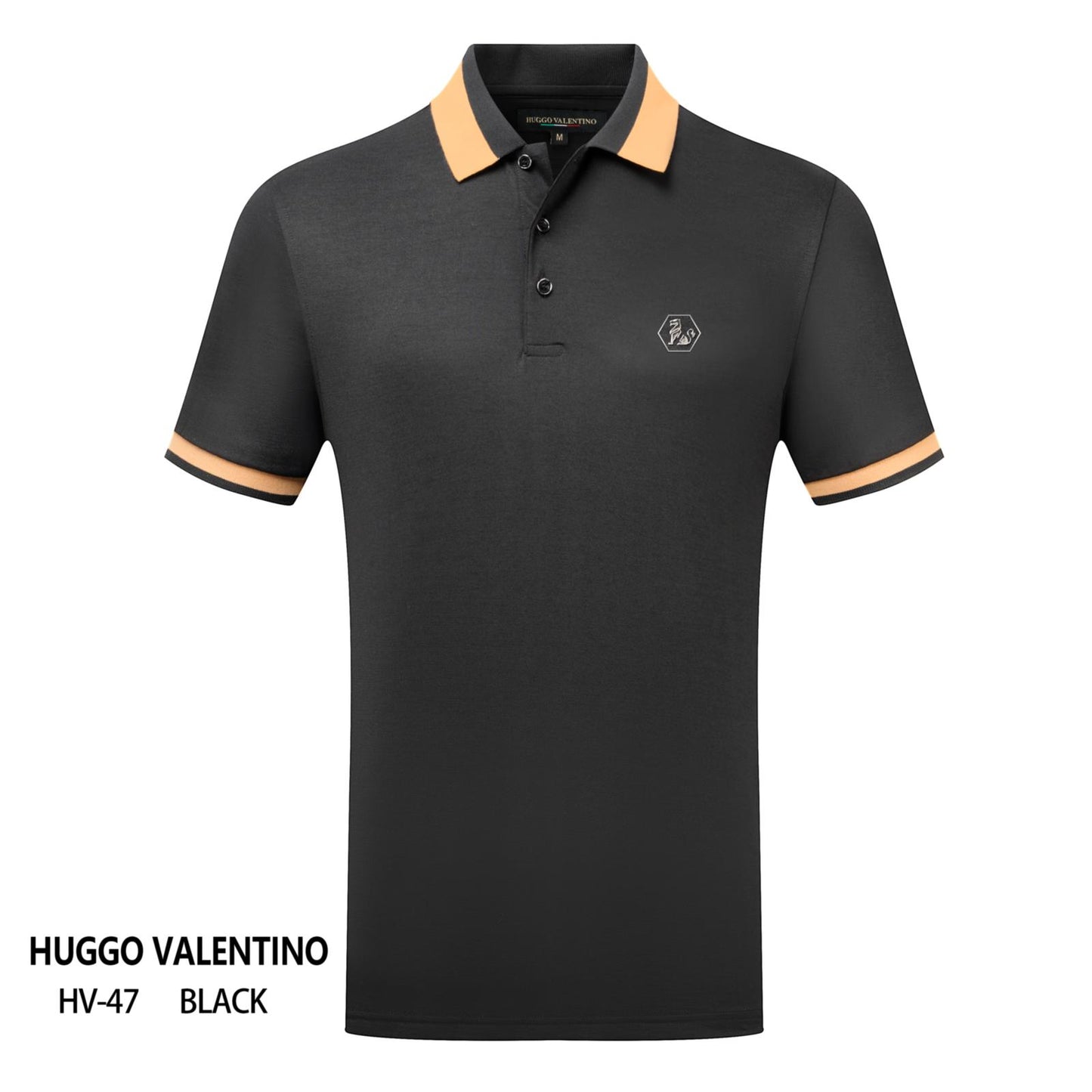 Playera Polo Para Caballero Marca Huggo Valentino HV-47-Black