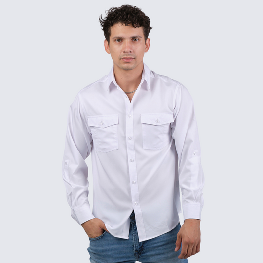 Camisa Huggo Valentino manga larga tipo pescador HVLS114-01