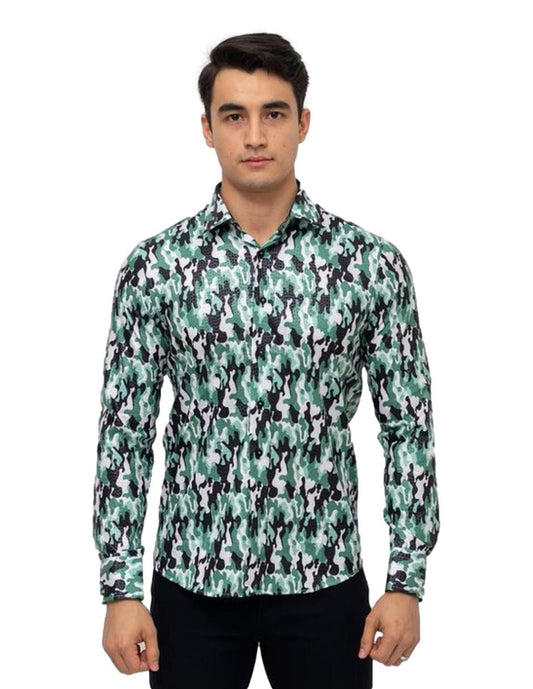 Camisa Para Hombre Marca Benziny LS-5039-SAGE