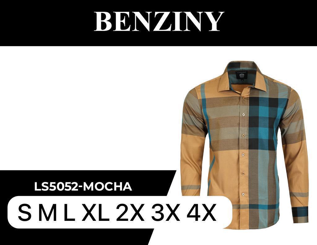 Camisa Para Hombre Marca Benziny LS5052 Mocha