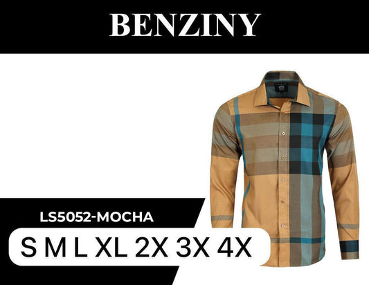 Camisa Para Hombre Marca Benziny LS5052 Mocha