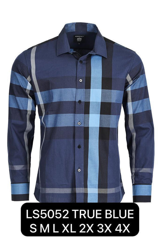 Camisa Para Hombre Marca Benziny LS5052 True-Blue