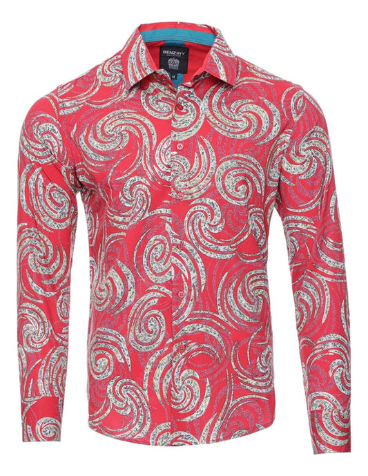 Camisa Para Hombre Marca Benziny LS-5057-RED