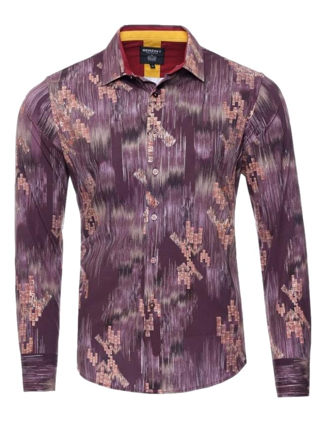 Camisa Para Hombre Marca Benziny LS-5059-BROWN