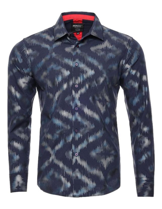 Camisa Para Hombre Marca Benziny  LS-5059-NAVY