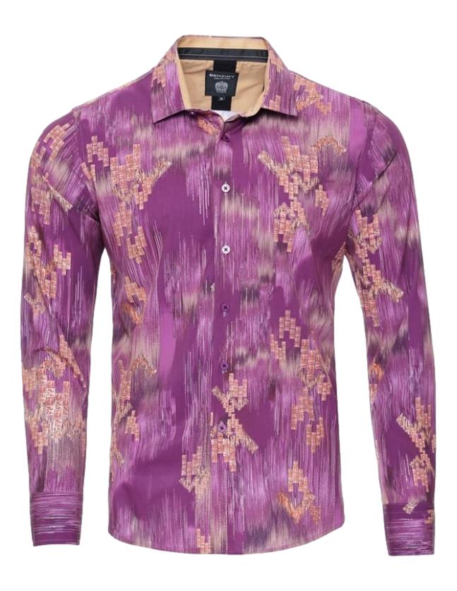 Camisa Para Hombre Marca Benziny LS-5059-WINE