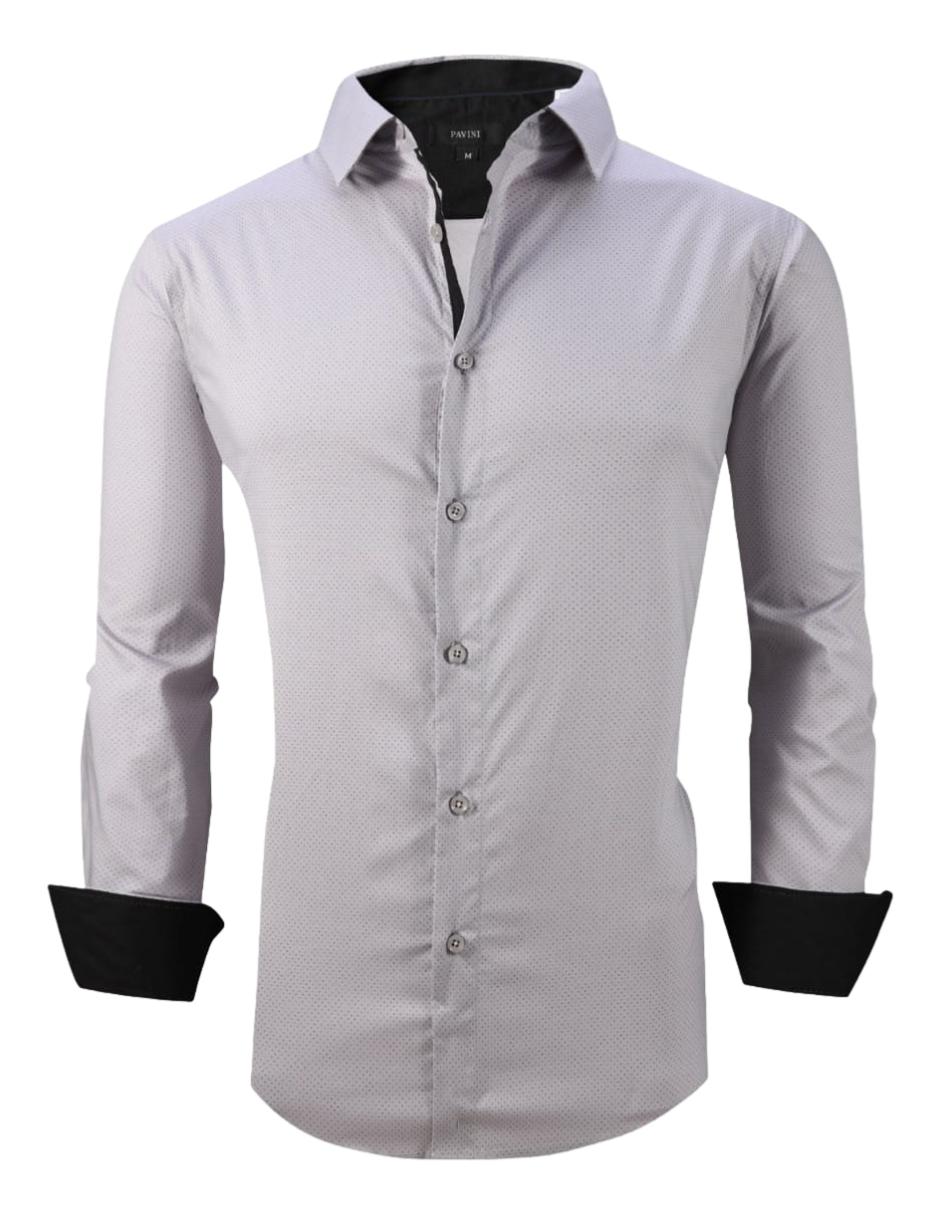 Camisa Para Hombre Marca Pavini LS019022-12 GREY