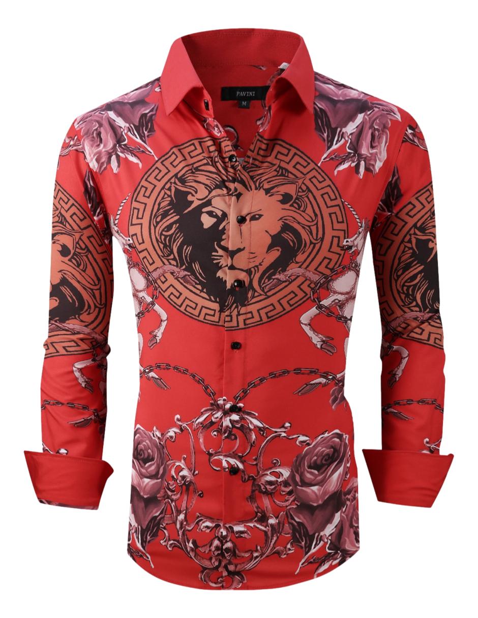 Camisa Para Hombre Marca Pavini LS019015-27 Roja