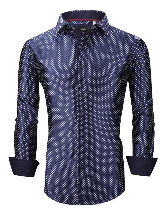 Camisa Para Hombre Marca Pavini LS019017-15 NAVY