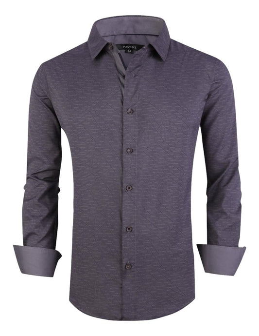 Camisa Para Hombre Marca Pavini LS020009-01 Gris