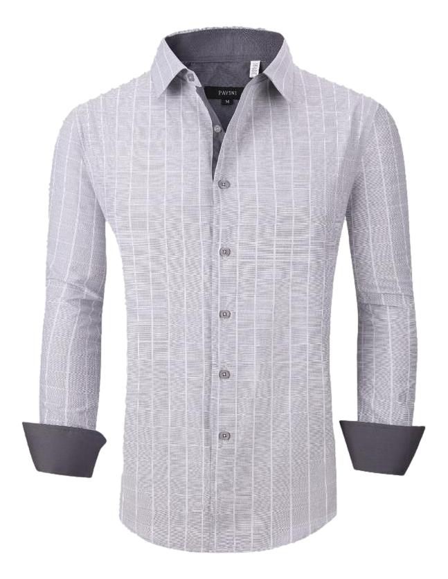 Camisa Para Hombre Marca Pavini LS021006-15 GREY