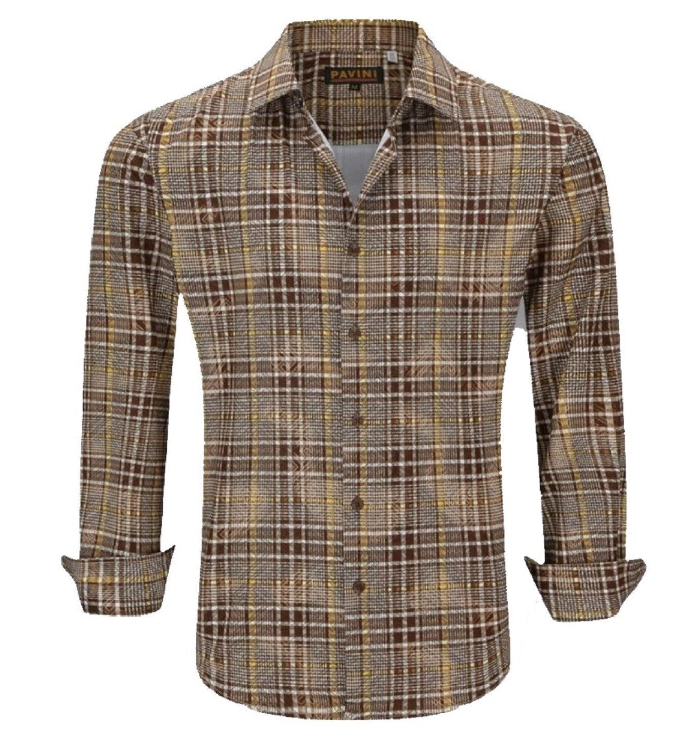 Camisa Para Hombre Marca Pavini LS021015-31 cafe