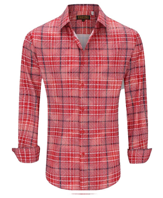 Camisa Para Hombre Marca Pavini LS021015-33 Roja