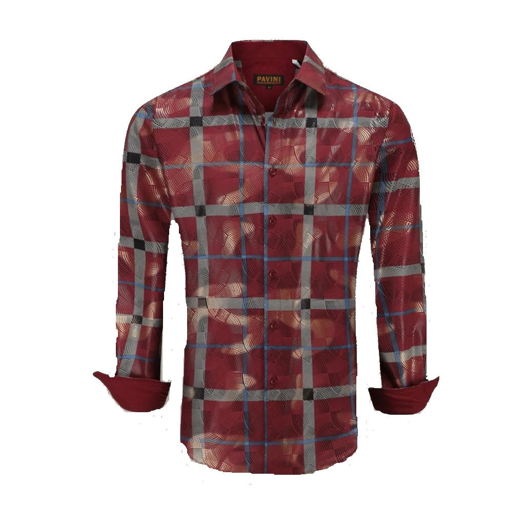 Camisa Para Hombre Marca Pavini LS021019-28 Vino