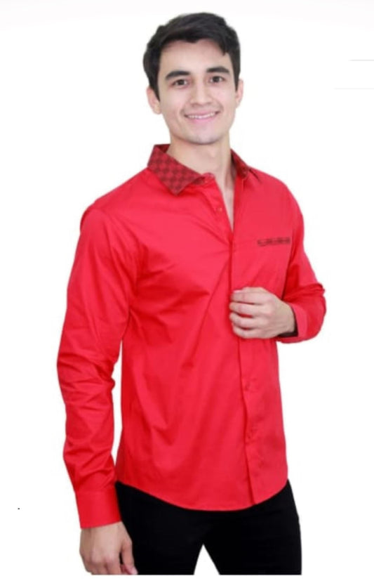 Camisa Para Hombre Marca Pavini LS021021-05 Roja