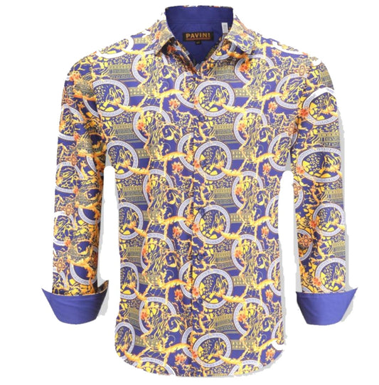 Camisa Para Hombre Marca Pavini LS021022-25 Azul