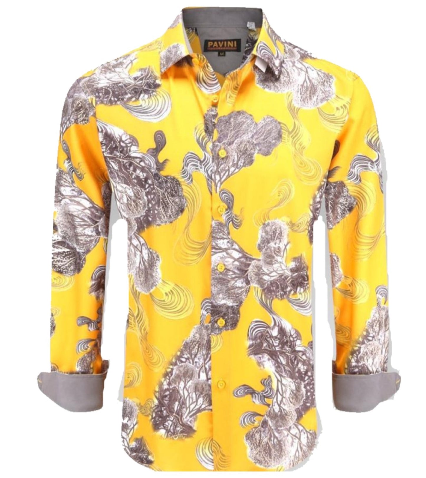 Camisa Para Hombre Marca Pavini LS021023-35 Amarilla