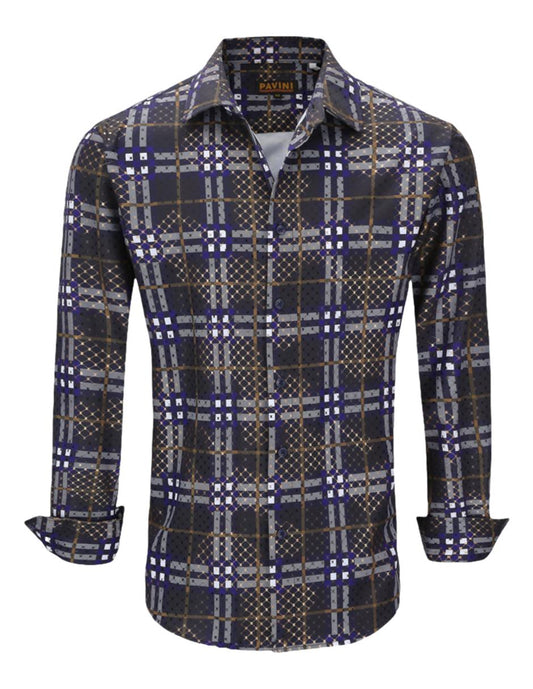 Camisa Para Hombre Marca Pavini LS021012-17 NAVY