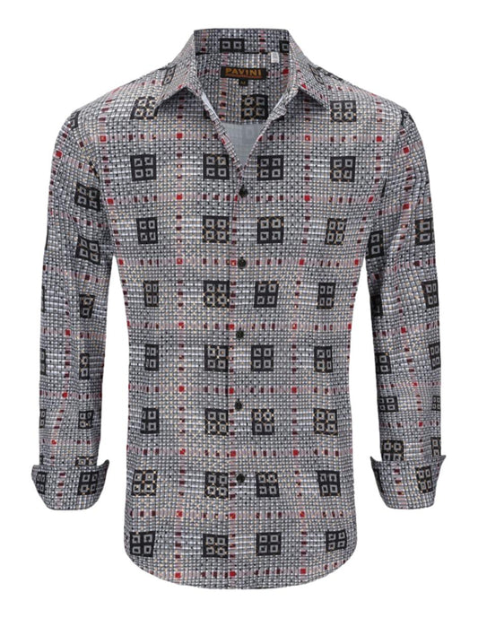 Camisa Para Hombre Marca Pavini LS021012-20 GRIS