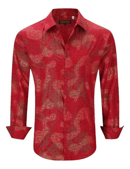 Camisa Para Hombre Marca Pavini LS021015-09 RED