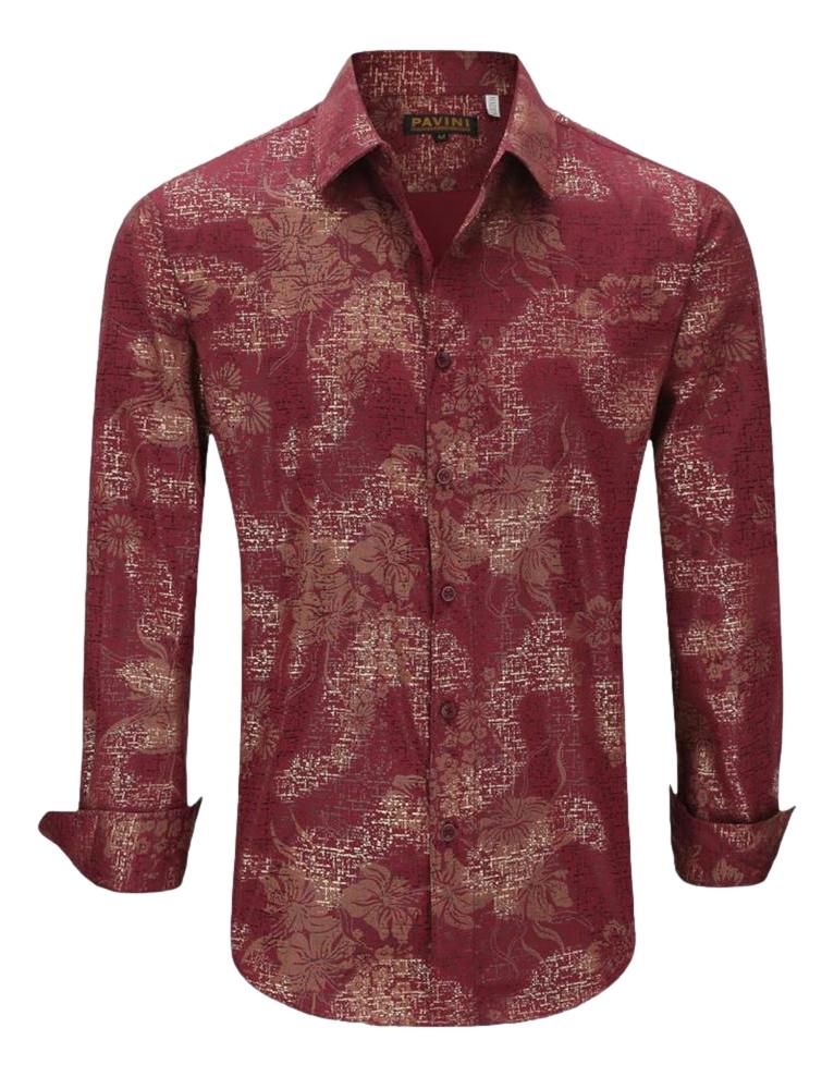 Camisa Para Hombre Marca Pavini LS021015-11 WINE