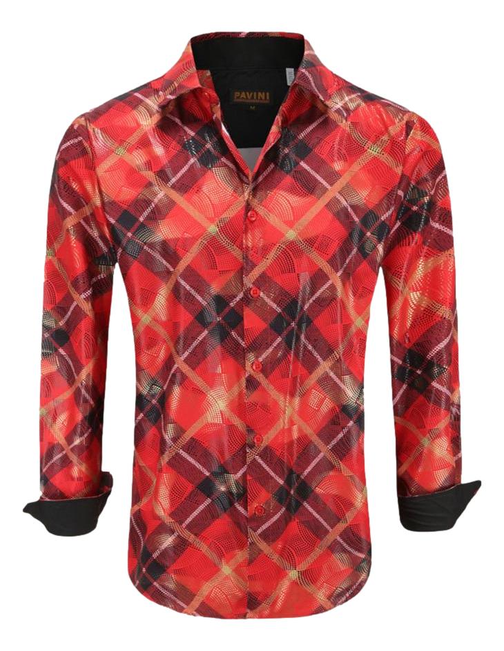 Camisa Para Hombre Marca Pavini LS021019-05 Roja