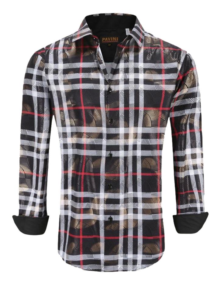 Camisa Para Hombre Marca Pavini LS021019-07 Negra