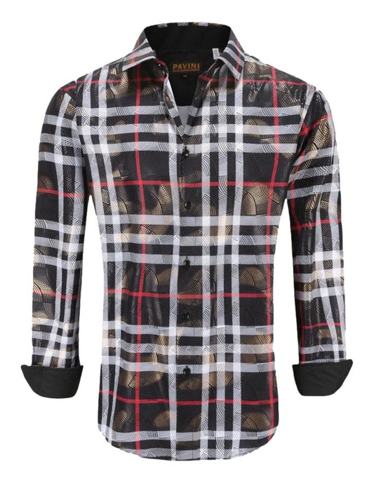 Camisa Para Hombre Marca Pavini LS021019-07 Negra