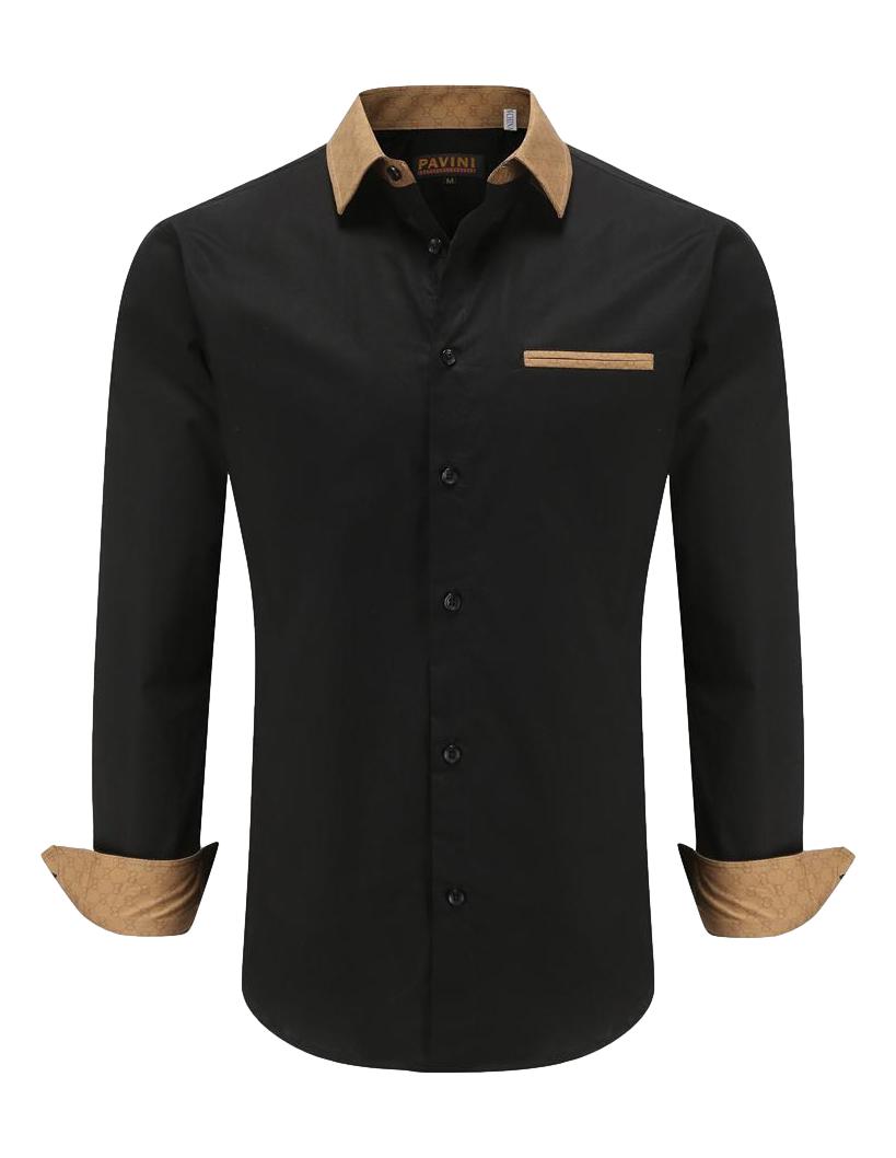 Camisa Para Hombre marca Pavini LS021020-14 Negra