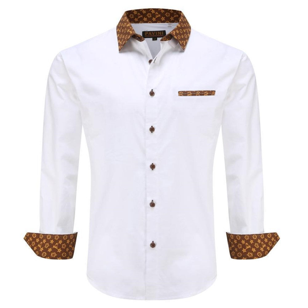 Camisa Para Hombre Marca Pavini LS021020-17 Blanca