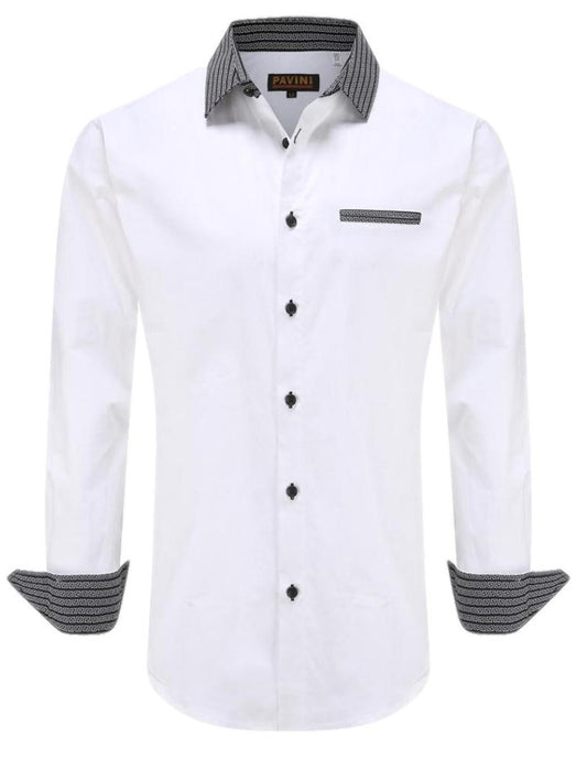 Camisa Para Hombre Marca Pavini LS021020-18 Blanca