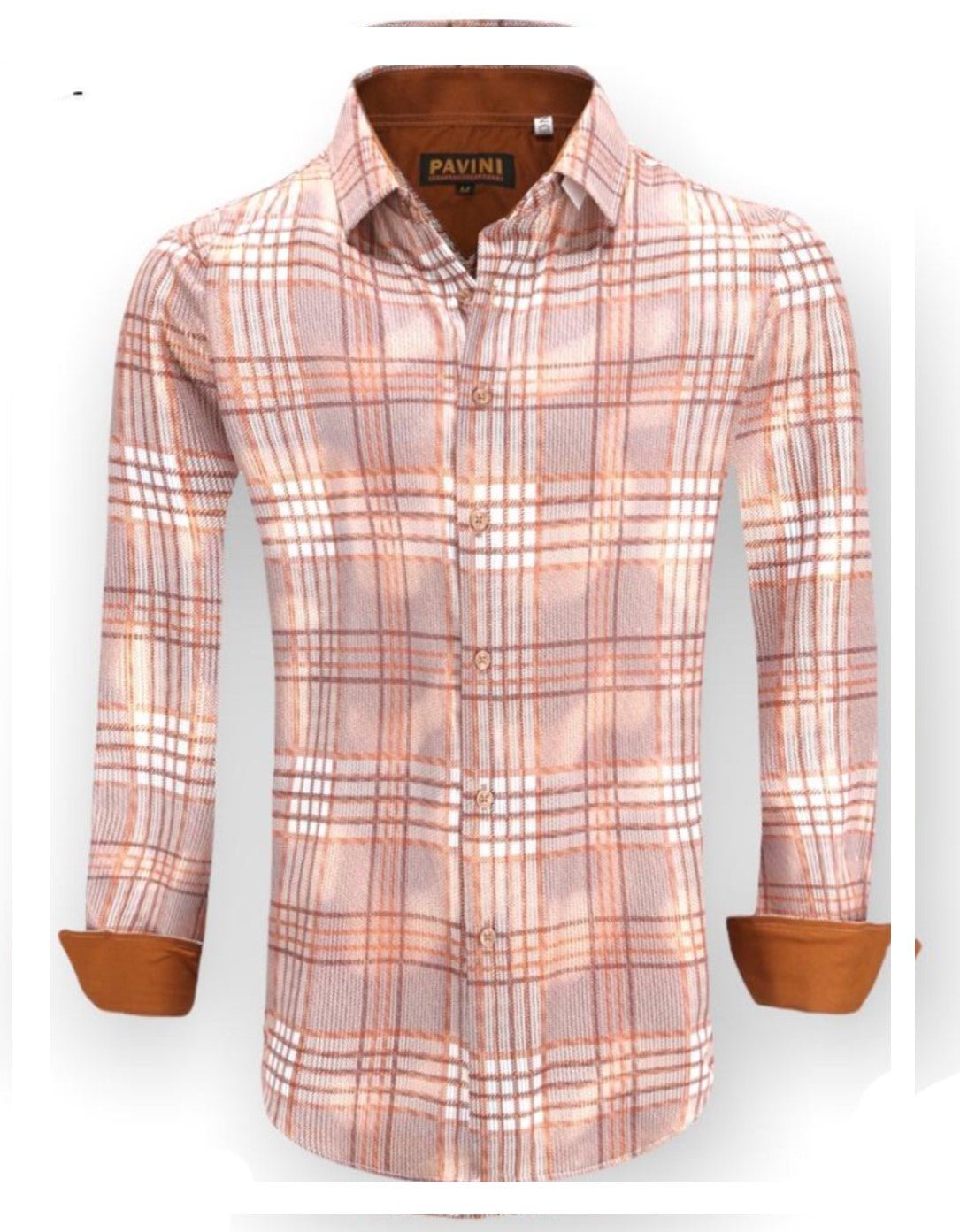 Camisa Para Hombre Marca Pavini LS021022-29 Coral