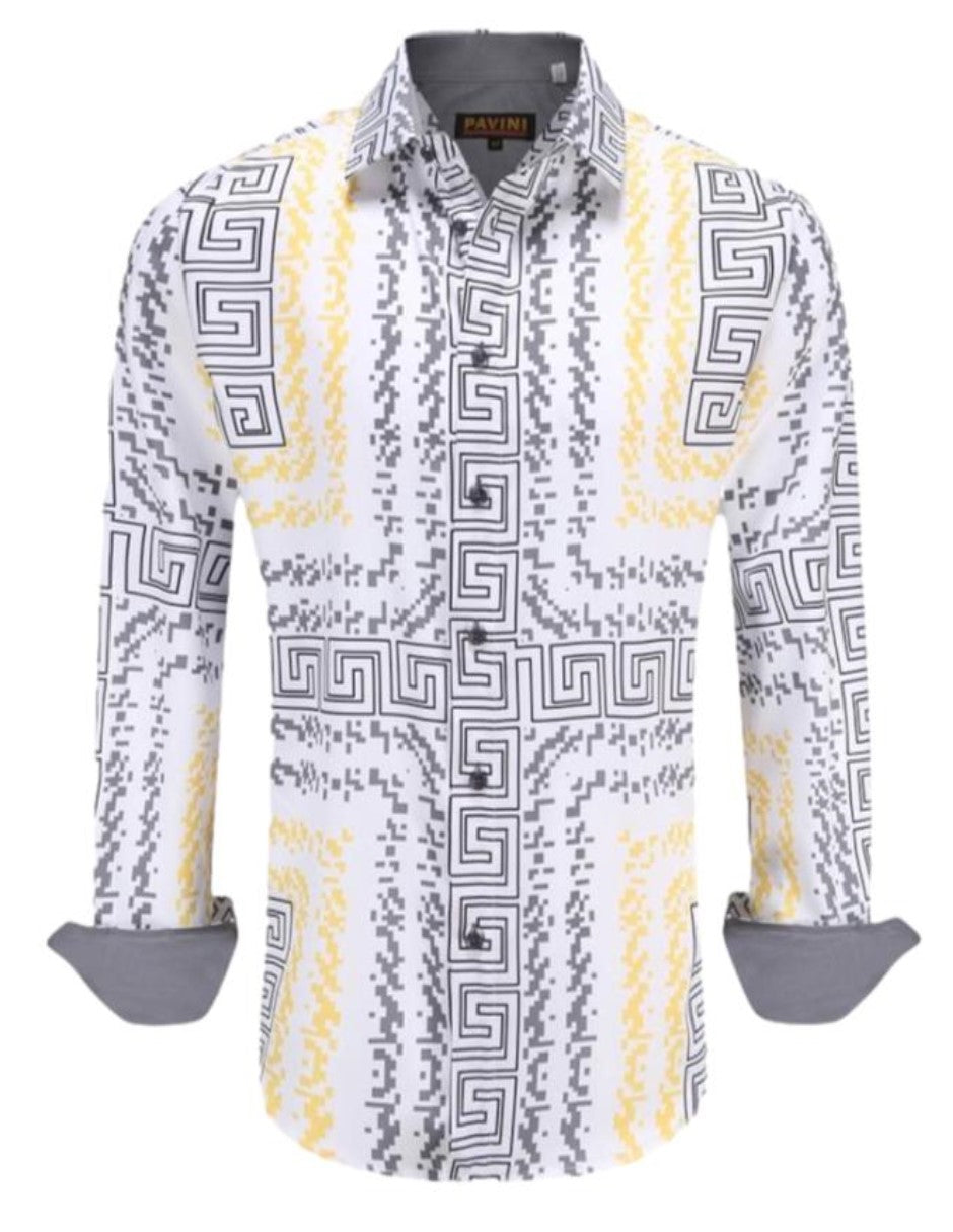 Camisa Para Hombre Marca Pavini LS021026-02 Blanca