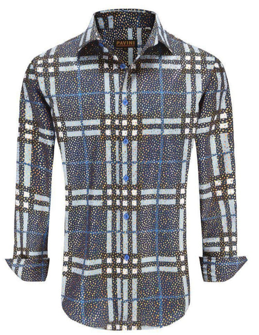 Camisa Para Hombre Marca Pavini LS021034-06 Azul