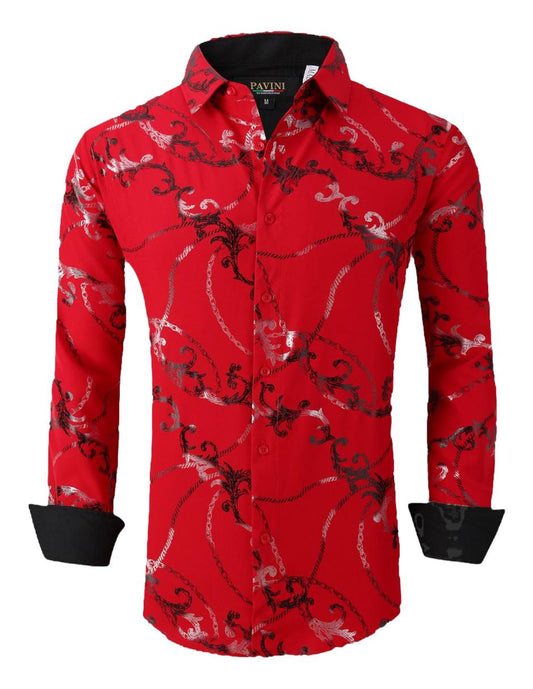 Camisa Para Hombre Marca Pavini LS022004-05 RED