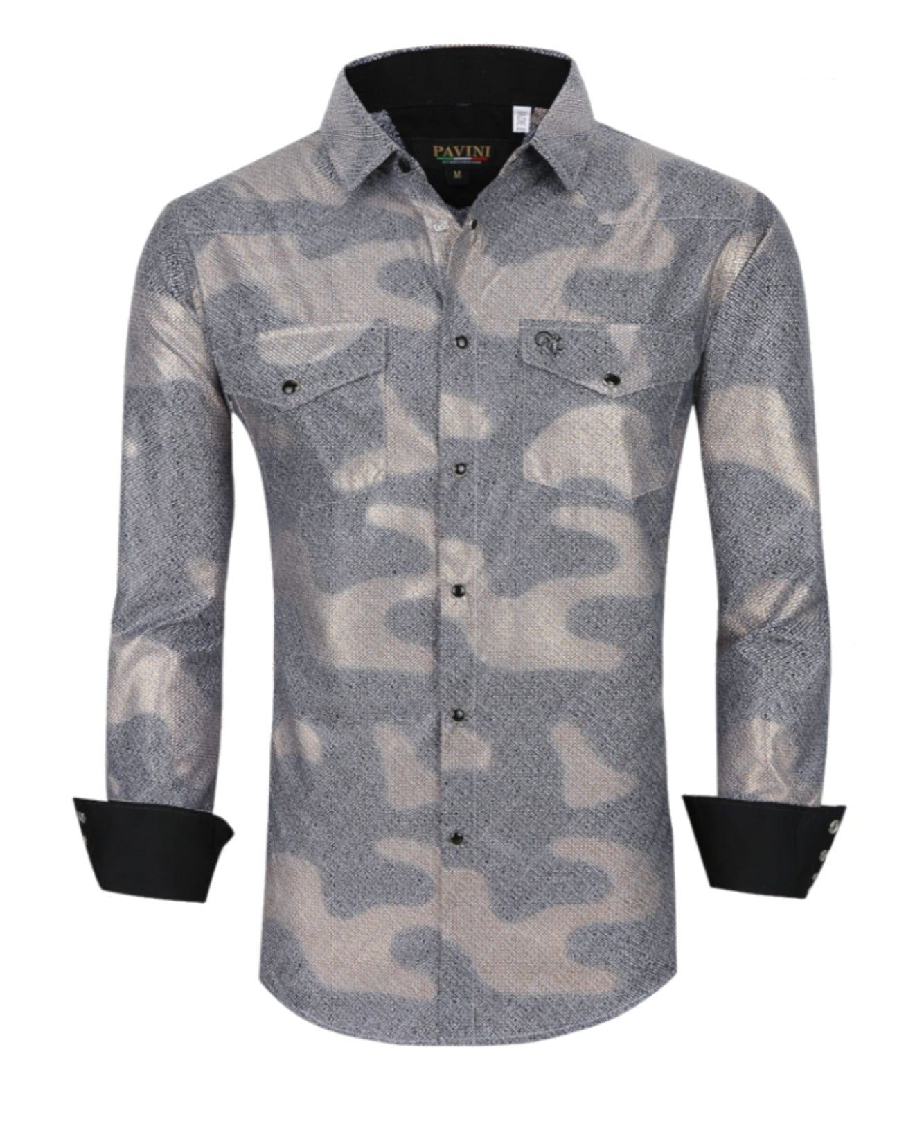 Camisa Para Hombre Marca Pavini LS022007-15 Plata