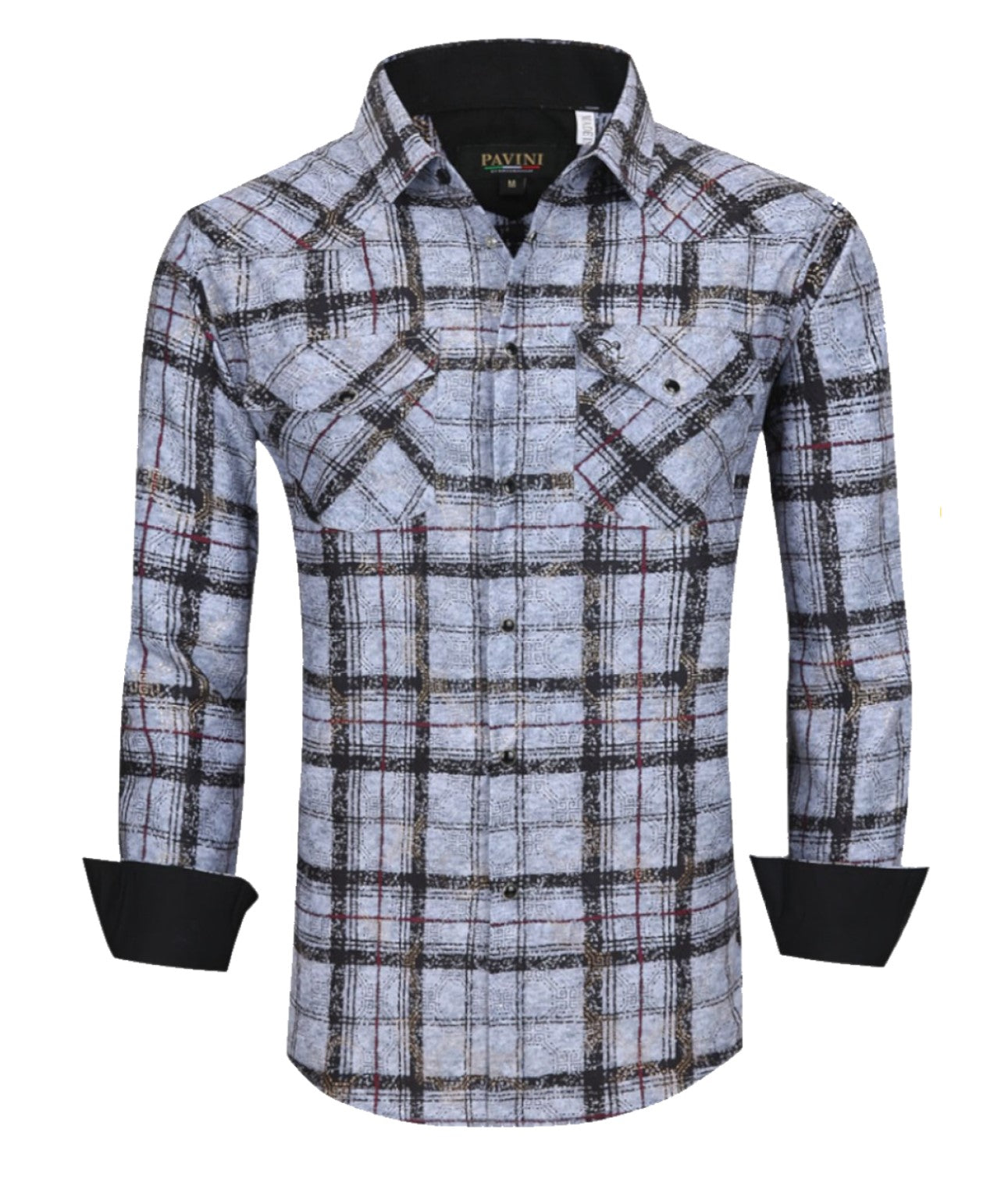 Camisa Para Hombre Marca Pavini LS022007-17 Gris