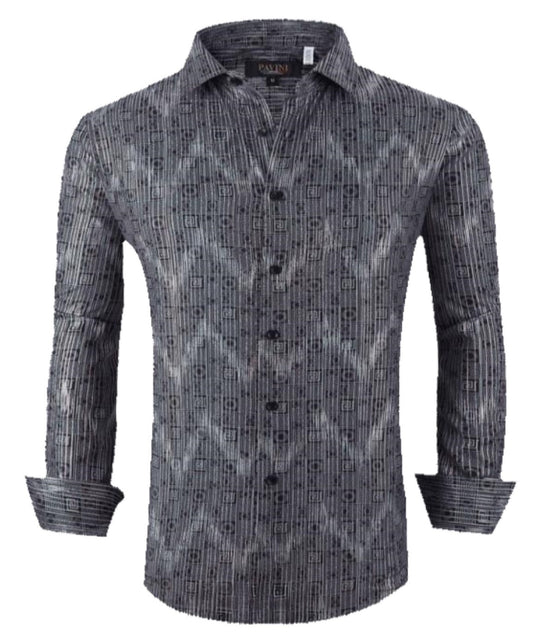 Camisa Para  Hombre Marca Pavini LS022010-30 Gris