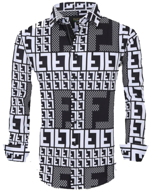 Camisa Para Hombre Marca Pavini LS022013-07 Negra