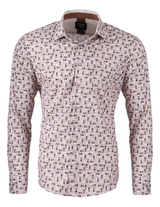 Camisa Para Hombre Marca Benziny LS5027-COFFEE