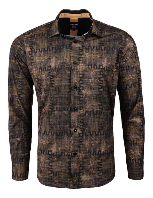 Camisa Para Hombre Marca Benziny LS5042-CAMEL