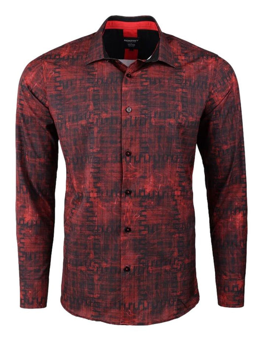 Camisa Para Hombre Marca Benziny LS5042-RED